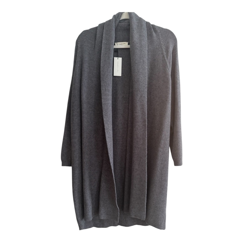 SUGAR + LIPS Long Gray Open Front Cardigan NWT Size XS/S